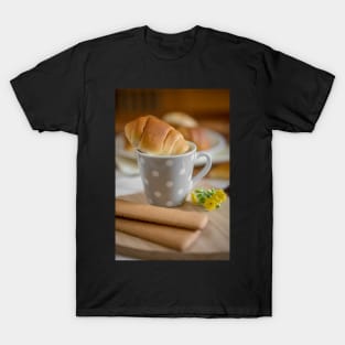 Cup of milk an  dried little bun brioches T-Shirt